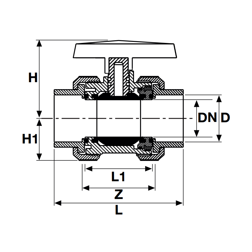 Кран шаровый ПВХ под клеевое соединение